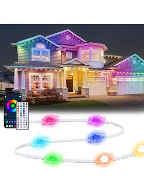 150FT RGB LED Outdoor Eaves Lights, Waterproof Smart App Control, Music Sync
